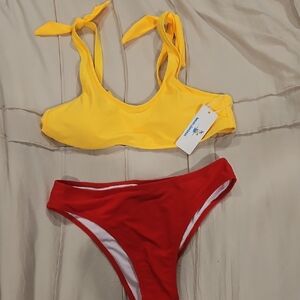 Yellow and Red Bikini Set
